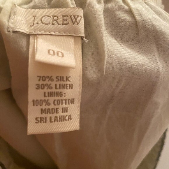 J Crew Womens 00 Army Green Textured Polka-dot Silk and Linen Pull on Mini Skirt - Picture 3 of 6